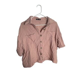 SHEIN Blush Pink Crinkled Shirt